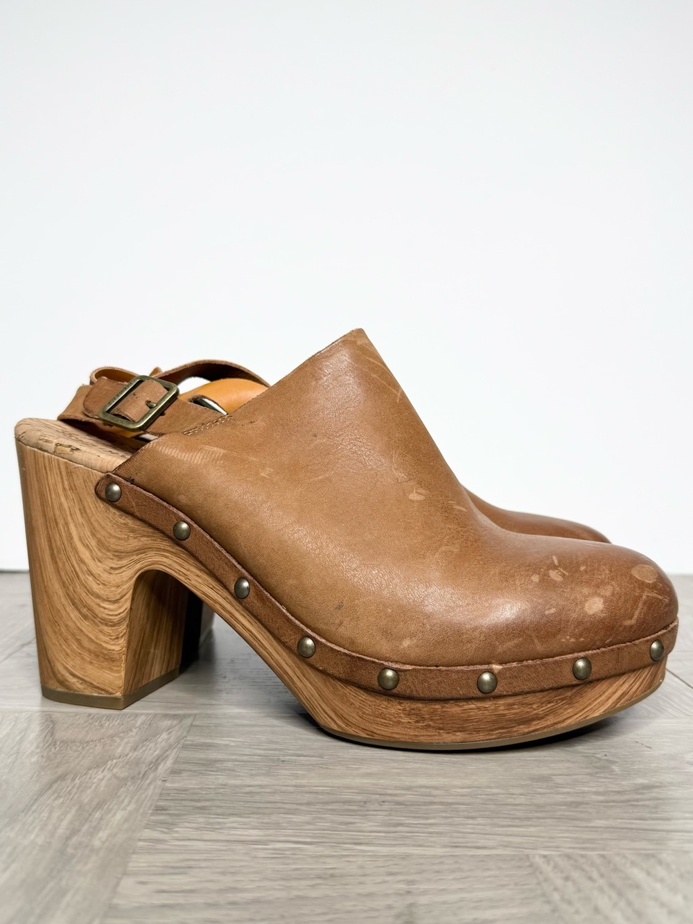 Kork Ease Darby Brown Leather Heeled Clog 11M